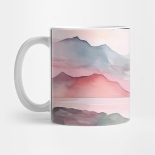 Pink Landscape Mountains Sunset Alcohol Ink Mug